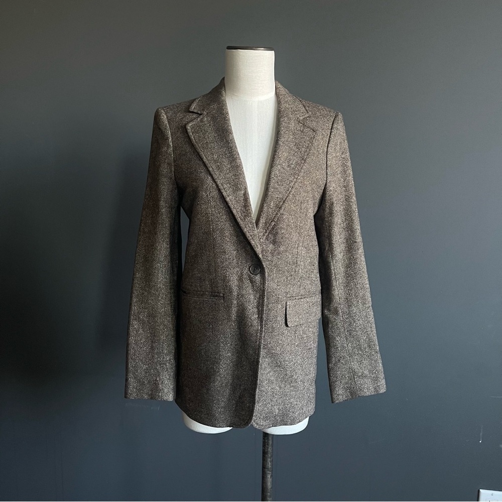 Banana Republic Brown Tweed Wool Blend Blazer Jacket Tailored Size 0